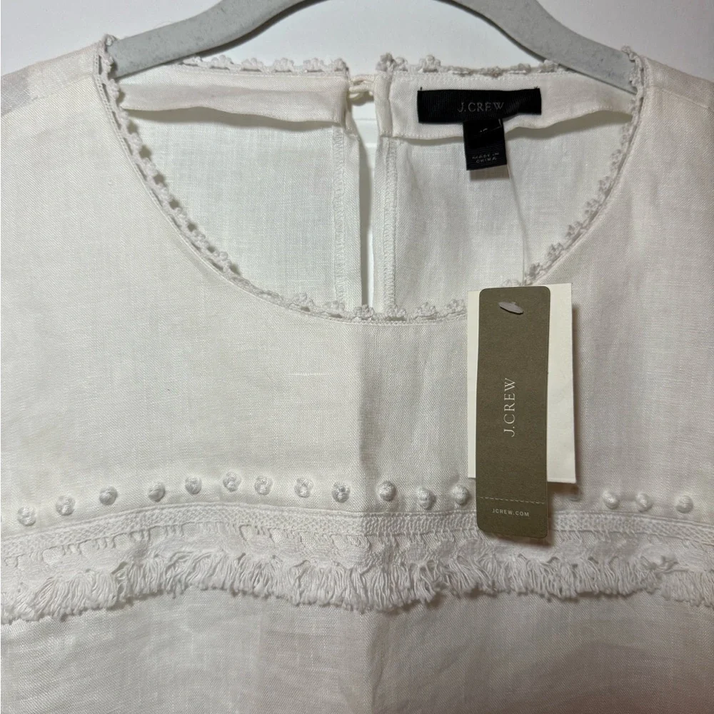 BRAND NEW J CREW white linen blouse women’s size 12 - Picture 3 of 13
